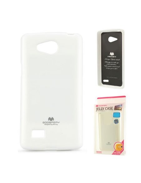 CUSTODIA GEL TPU SILICONE per LG JOY H220 COLORE BIANCO LUCIDO CON GLITTER ALTA QUALITA' MERCURY BLISTER