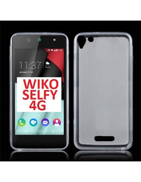 CUSTODIA GEL TPU SILICONE per WIKO SELFY 4G COLORE BIANCO TRASPARENTE