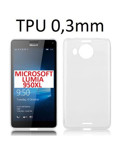 CUSTODIA GEL TPU SILICONE ULTRA SLIM 0,3mm TRASPARENTE per MICROSOFT LUMIA 950 XL, LUMIA 950 XL DUAL