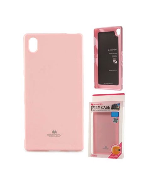 CUSTODIA GEL TPU SILICONE per SONY XPERIA Z5, XPERIA Z5 DUAL COLORE ROSA LUCIDO CON GLITTER ALTA QUALITA' MERCURY BLISTER