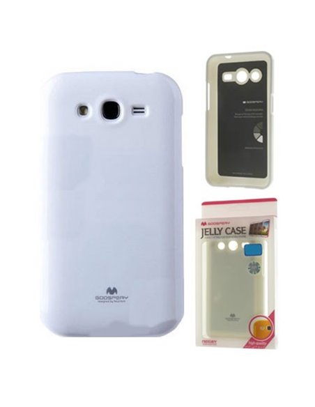 CUSTODIA GEL TPU SILICONE per SAMSUNG I9080 GALAXY GRAND COLORE BIANCO LUCIDO CON GLITTER ALTA QUALITA' MERCURY BLISTER