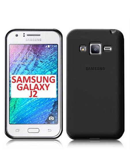 CUSTODIA GEL TPU SILICONE per SAMSUNG SM-J200F GALAXY J2 COLORE NERO TRASPARENTE