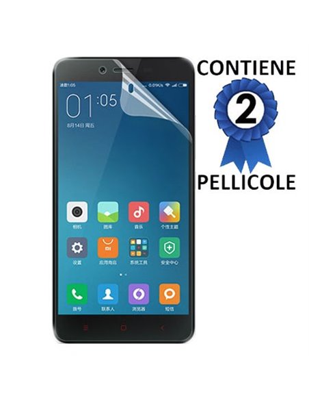 PELLICOLA PROTEGGI DISPLAY per XIAOMI REDMI NOTE 2, REDMI NOTE 2 PRIME CONFEZIONE 2 PEZZI