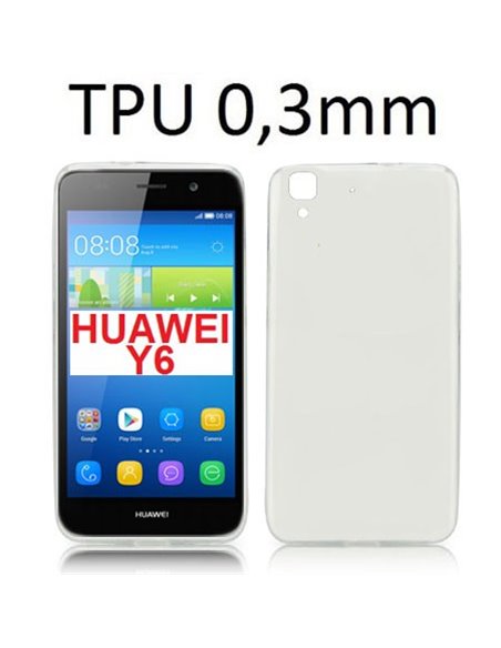 CUSTODIA GEL TPU SILICONE ULTRA SLIM 0,3mm TRASPARENTE per HUAWEI Y6, HONOR 4A