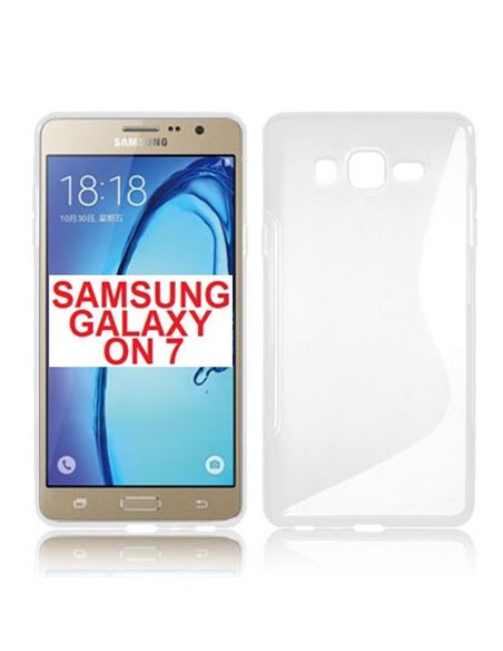 CUSTODIA GEL TPU SILICONE DOUBLE per SAMSUNG SM-G600 GALAXY ON7 COLORE BIANCO TRASPARENTE