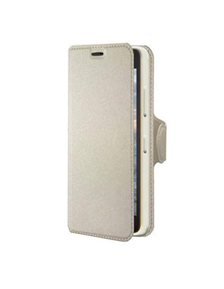 CUSTODIA FLIP ORIZZONTALE SIMILPELLE per MICROSOFT LUMIA 550 CON STAND E INTERNO IN TPU SILICONE COLORE BIANCO