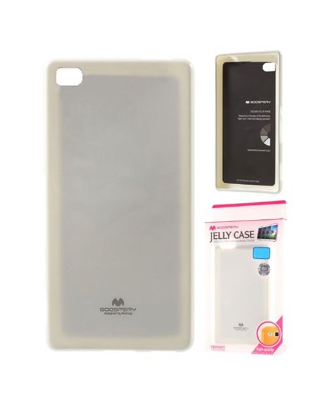 CUSTODIA GEL TPU SILICONE per HUAWEI ASCEND P8 COLORE BIANCO LUCIDO CON GLITTER ALTA QUALITA' MERCURY BLISTER