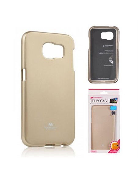 CUSTODIA GEL TPU SILICONE per SAMSUNG SM-G925 GALAXY S6 EDGE COLORE ORO LUCIDO CON GLITTER ALTA QUALITA' MERCURY