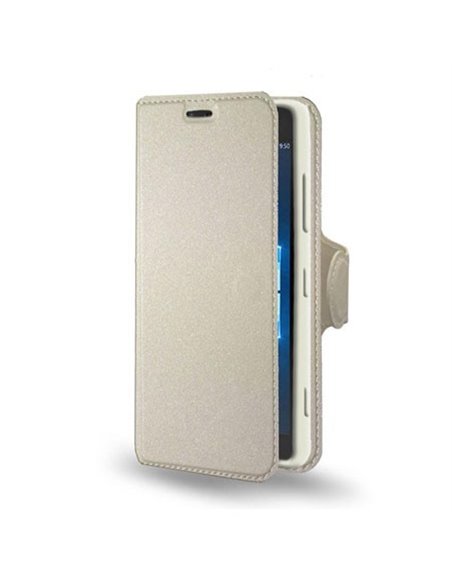 CUSTODIA FLIP ORIZZONTALE SIMILPELLE per MICROSOFT LUMIA 950, LUMIA 950 DUAL CON STAND, INTERNO IN TPU E PORTA CARTE BIANCO