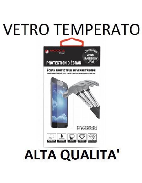 PELLICOLA PROTEGGI DISPLAY VETRO TEMPERATO 0,33mm per WIKO RAINBOW JAM 3G, RAINBOW JAM 4G ALTA QUALITA' MOCCA BLISTER