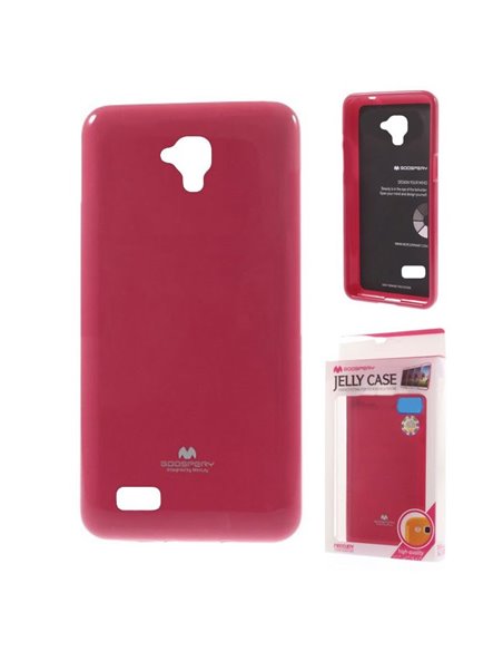 CUSTODIA GEL TPU SILICONE per HUAWEI Y5, Y560 COLORE FUCSIA LUCIDO CON GLITTER ALTA QUALITA' MERCURY BLISTER