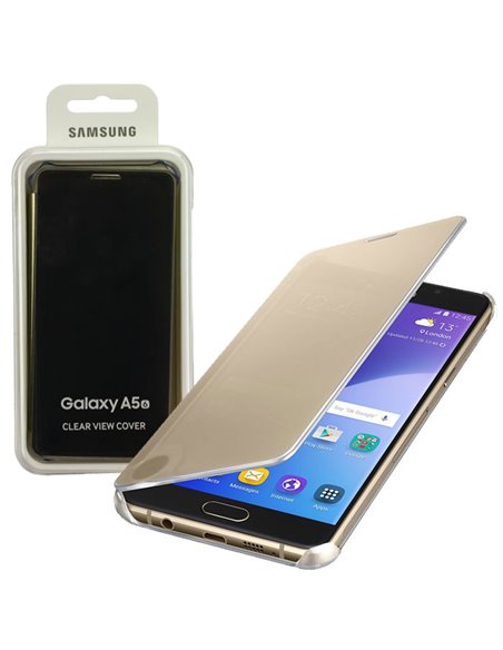 CUSTODIA BOOK ORIGINALE SAMSUNG per SM-A510 GALAXY A5 (2016) CON ACCESSO AL DISPOSITIVO CON COVER CHIUSA ORO BLISTER