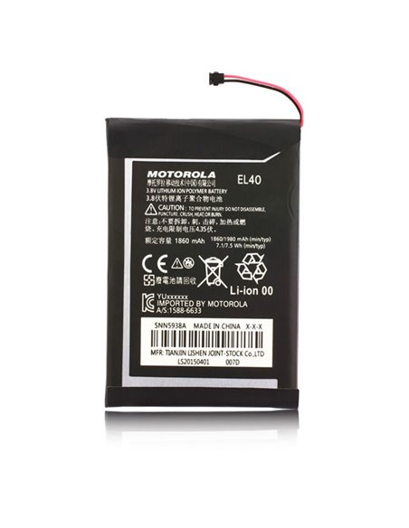 BATTERIA ORIGINALE MOTOROLA EL40 per MOTO E, XT1022 - 1860 mAh LI-ION BULK