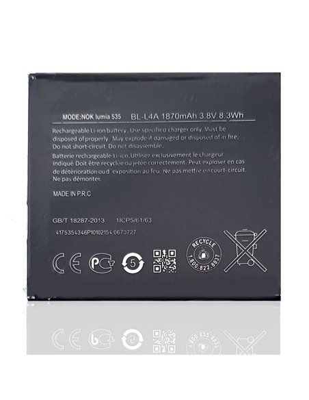 BATTERIA COMPATIBILE per MICROSOFT LUMIA 535 - 1870 mAh Li-ion