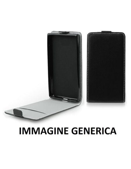 CUSTODIA per LG K7 (X210), TRIBUTE 5 (LS675) - FLIP VERTICALE SLIM SIMILPELLE CON INTERNO IN TPU SILICONE COLORE NERO