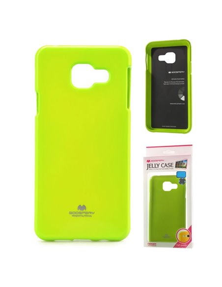 CUSTODIA GEL TPU SILICONE per SAMSUNG SM-A310 GALAXY A3 (2016) COLORE VERDE LUCIDO CON GLITTER ALTA QUALITA' MERCURY BLISTER