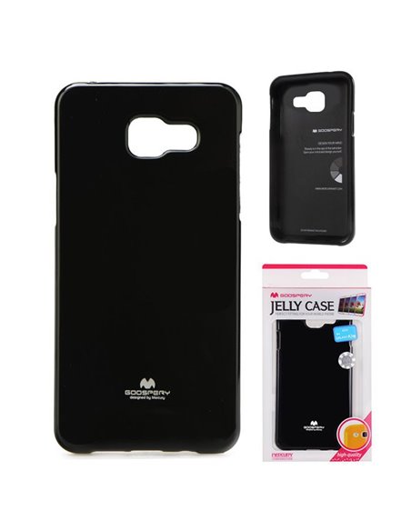 CUSTODIA GEL TPU SILICONE per SAMSUNG SM-A310 GALAXY A3 (2016) COLORE NERO LUCIDO CON GLITTER ALTA QUALITA' MERCURY BLISTER