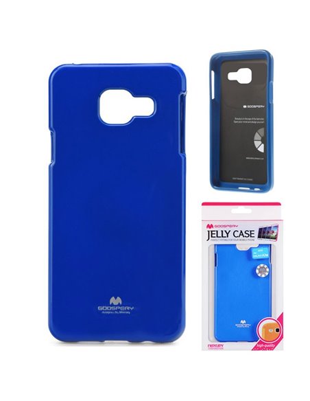 CUSTODIA GEL TPU SILICONE per SAMSUNG SM-A310 GALAXY A3 (2016) COLORE BLU LUCIDO CON GLITTER ALTA QUALITA' MERCURY BLISTER