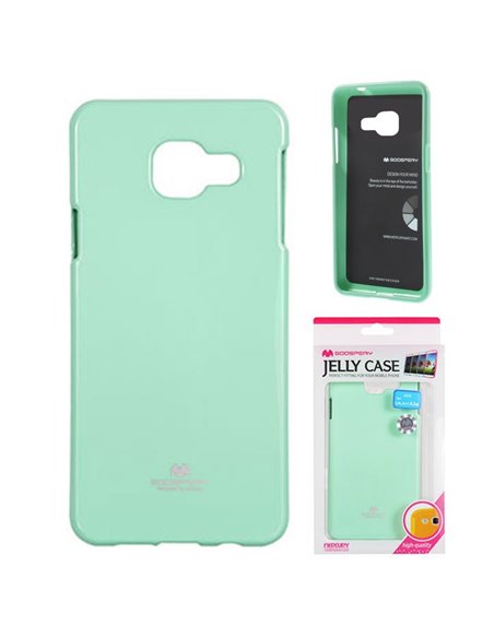 CUSTODIA GEL TPU SILICONE per SAMSUNG SM-A310 GALAXY A3 (2016) COLORE VERDE ACQUA LUCIDO CON GLITTER ALTA QUALITA' MERCURY