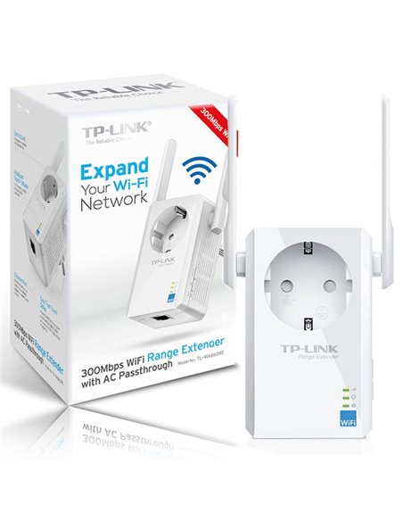 RANGE EXTENDER N 300 Mbps CON PRESA PASSANTE, PORTA LAN E SMART SIGNAL INDICATOR COLORE BIANCO TL-WA860RE TP-LINK