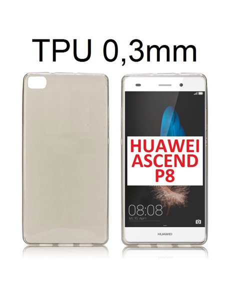 CUSTODIA GEL TPU SILICONE ULTRA SLIM 0,3mm per HUAWEI ASCEND P8 COLORE NERO TRASPARENTE