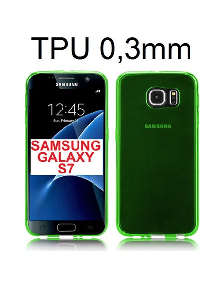 CUSTODIA GEL TPU SILICONE ULTRA SLIM 0,3mm per SAMSUNG SM-G930 GALAXY S7 COLORE VERDE TRASPARENTE