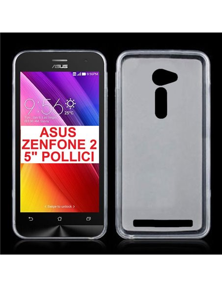 CUSTODIA GEL TPU SILICONE per ASUS ZENFONE 2 ZE500CL, ZE500ML, 5.0' POLLICI COLORE BIANCO TRASPARENTE