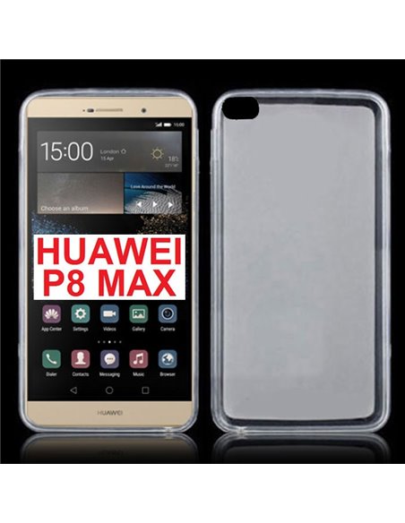 CUSTODIA GEL TPU SILICONE per HUAWEI P8 MAX COLORE BIANCO TRASPARENTE