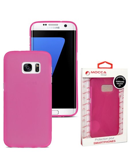 CUSTODIA GEL TPU SILICONE per SAMSUNG SM-G930 GALAXY S7 ALTA QUALITA' MOCCA BLISTER COLORE ROSA