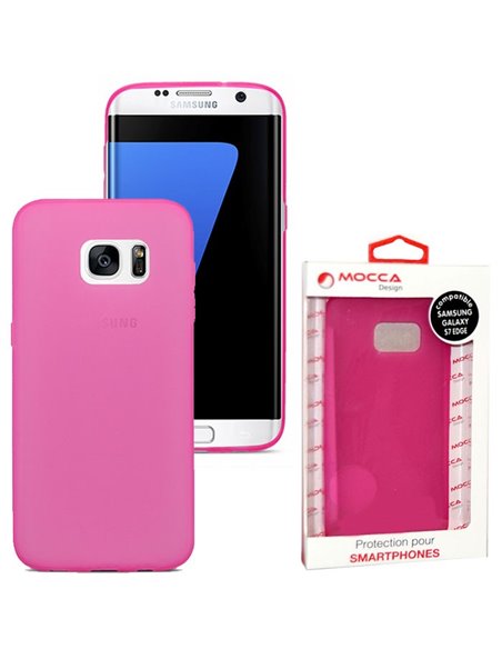CUSTODIA GEL TPU SILICONE per SAMSUNG SM-G935 GALAXY S7 EDGE ALTA QUALITA' MOCCA BLISTER COLORE ROSA