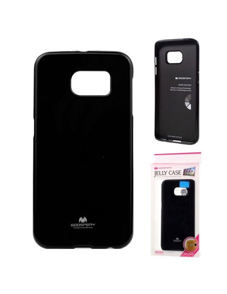 CUSTODIA GEL TPU SILICONE per SAMSUNG SM-G930 GALAXY S7 COLORE NERO LUCIDO CON GLITTER ALTA QUALITA' MERCURY BLISTER