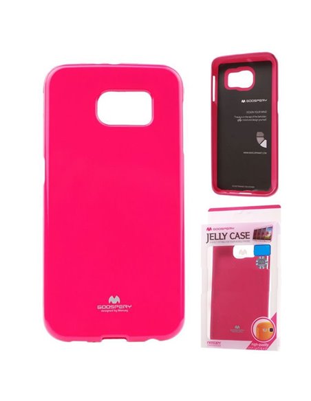 CUSTODIA GEL TPU SILICONE per SAMSUNG SM-G930 GALAXY S7 COLORE FUCSIA LUCIDO CON GLITTER ALTA QUALITA' MERCURY BLISTER