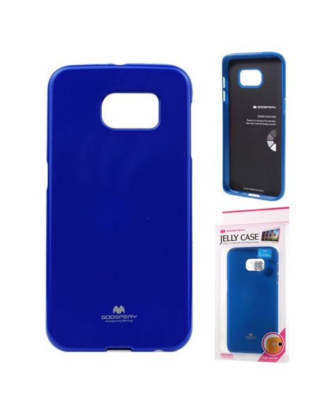 CUSTODIA GEL TPU SILICONE per SAMSUNG SM-G930 GALAXY S7 COLORE BLU LUCIDO CON GLITTER ALTA QUALITA' MERCURY BLISTER