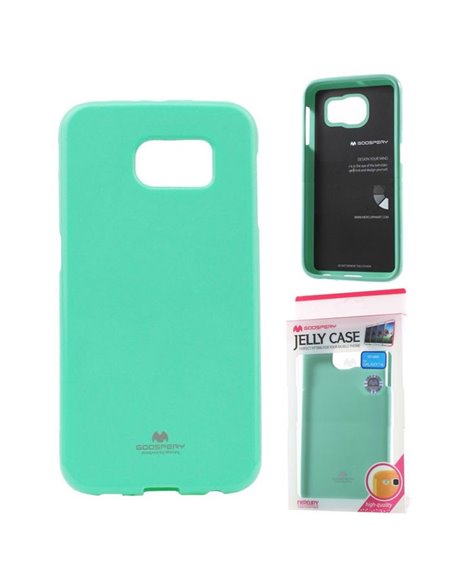 CUSTODIA GEL TPU SILICONE per SAMSUNG SM-G930 GALAXY S7 COLORE VERDE ACQUA LUCIDO CON GLITTER ALTA QUALITA' MERCURY