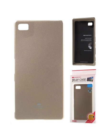 CUSTODIA GEL TPU SILICONE per HUAWEI P8 LITE COLORE ORO LUCIDO CON GLITTER ALTA QUALITA' MERCURY BLISTER