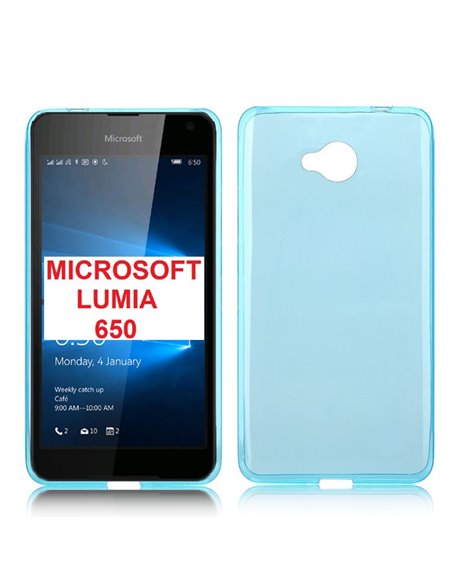 CUSTODIA GEL TPU SILICONE per MICROSOFT LUMIA 650 COLORE AZZURRO TRASPARENTE