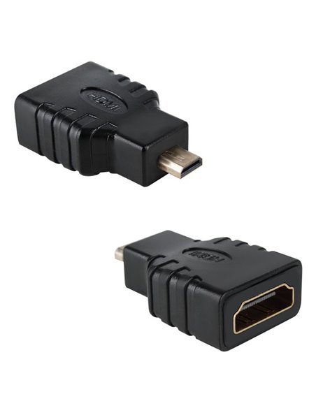 ADATTATORE VIDEO HDMI (FEMMINA) A MICRO-HDMI (MASCHIO) CON CONNETTORI PLACCATI IN ORO COLORE NERO SN30106 VULTECH