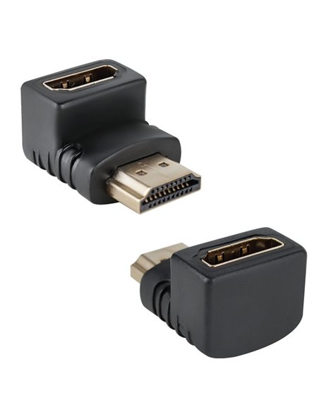 ADATTATORE VIDEO HDMI (FEMMINA) A HDMI (MASCHIO) ANGOLATO 90Â° CON CONNETTORI PLACCATI IN ORO COLORE NERO SN30119 VULTECH