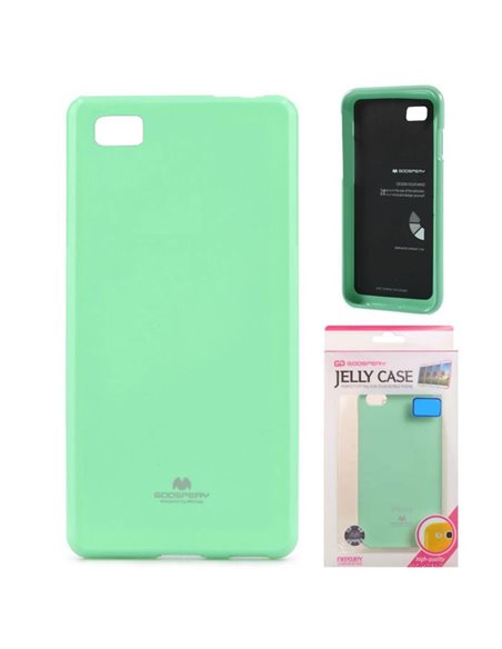 CUSTODIA GEL TPU SILICONE per HUAWEI ASCEND P8 COLORE VERDE ACQUA LUCIDO CON GLITTER ALTA QUALITA' MERCURY BLISTER