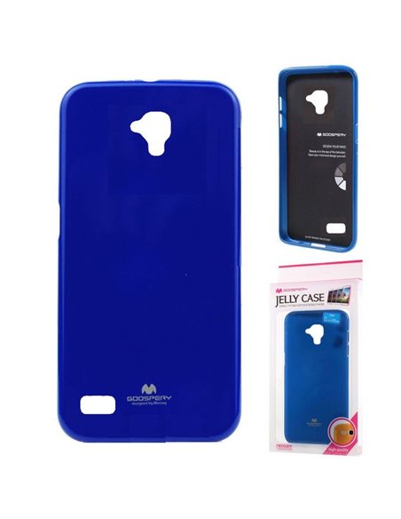 CUSTODIA GEL TPU SILICONE per HUAWEI Y5, Y560 COLORE BLU LUCIDO CON GLITTER ALTA QUALITA' MERCURY BLISTER