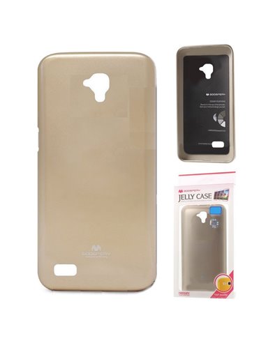 CUSTODIA GEL TPU SILICONE per HUAWEI Y5, Y560 COLORE ORO LUCIDO CON GLITTER ALTA QUALITA' MERCURY BLISTER