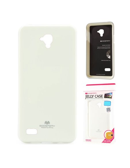 CUSTODIA GEL TPU SILICONE per HUAWEI Y5, Y560 COLORE BIANCO LUCIDO CON GLITTER ALTA QUALITA' MERCURY BLISTER