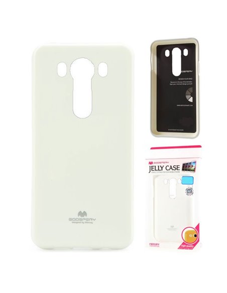 CUSTODIA GEL TPU SILICONE per LG V10, F600K, F600L, F600S COLORE BIANCO LUCIDO CON GLITTER ALTA QUALITA' MERCURY BLISTER