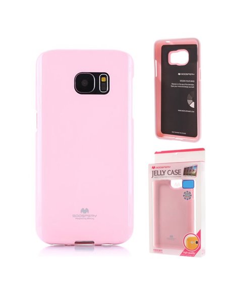 CUSTODIA GEL TPU SILICONE per SAMSUNG SM-G930 GALAXY S7 COLORE ROSA LUCIDO CON GLITTER ALTA QUALITA' MERCURY BLISTER