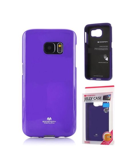 CUSTODIA GEL TPU SILICONE per SAMSUNG SM-G930 GALAXY S7 COLORE VIOLA LUCIDO CON GLITTER ALTA QUALITA' MERCURY BLISTER