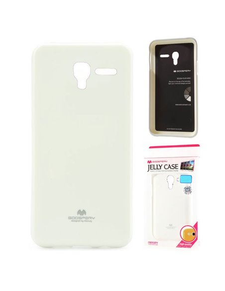 CUSTODIA GEL TPU SILICONE per ALCATEL ONE TOUCH POP 3 5' POLLICI COLORE BIANCO LUCIDO CON GLITTER ALTA QUALITA' MERCURY BLISTER