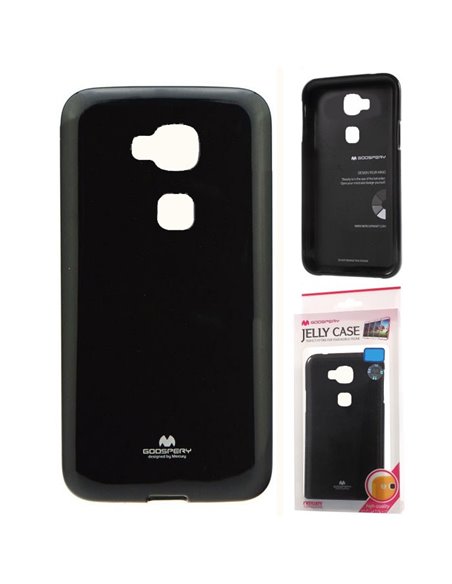 CUSTODIA GEL TPU SILICONE per HUAWEI G8, GX8 COLORE NERO LUCIDO CON GLITTER ALTA QUALITA' MERCURY BLISTER