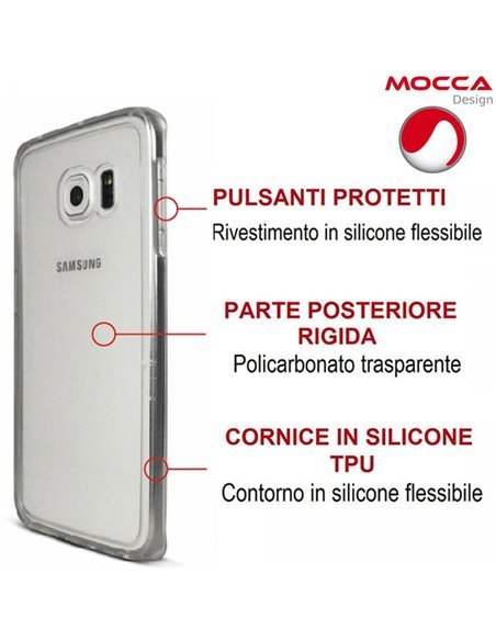 CUSTODIA CON PARTE POSTERIORE RIGIDA E CORNICE IN SILICONE TRASPARENTE per SAMSUNG SM-G925 GALAXY S6 EDGE ALTA QUALITA' MOCCA