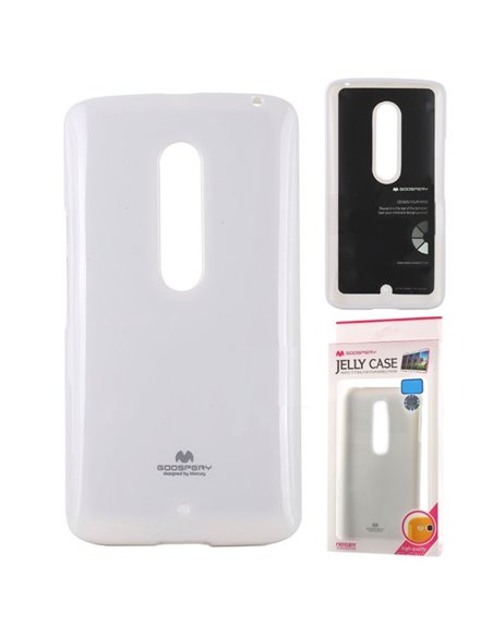 CUSTODIA GEL TPU SILICONE per MOTOROLA MOTO X PLAY, MOTO X PLAY DUAL COLORE BIANCO LUCIDO CON GLITTER ALTA QUALITA' MERCURY