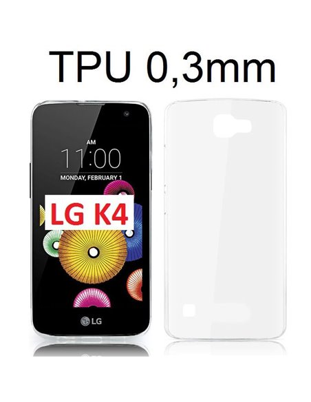 CUSTODIA GEL TPU SILICONE ULTRA SLIM TRASPARENTE 0,3mm per LG K4 LTE, K130E, K120E, K121